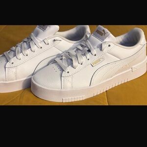 Puma White and Gold Sneakers